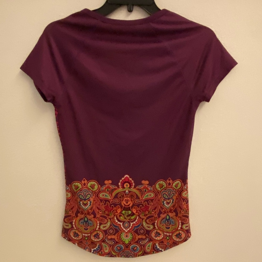 Disney Parks Ladies Short Sleeve Plum Floral Top with Hidden Mickey - XS - Picture 10 of 11